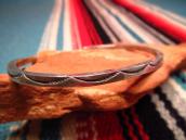 Vintage Stamped Square Silver Wire Cuff  c.1950～