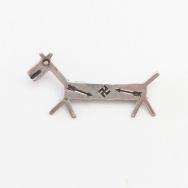 Antique 卍 Stamped Horse Shape Silver Pin Brooch  c.1930～