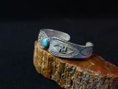 Antique 卍 Applique Coin Silver Cuff Bracelet w/TQ  c.1930