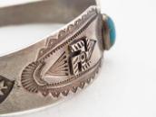 Antique 卍 Applique Coin Silver Cuff Bracelet w/TQ  c.1930