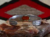 Antique 卍 Applique Coin Silver Cuff Bracelet w/TQ  c.1930