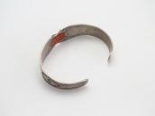Antique 卍 Applique Coin Silver Cuff Bracelet w/TQ  c.1930