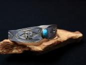 Antique 卍 Applique Coin Silver Cuff Bracelet w/TQ  c.1930