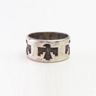 Vtg 【BELL TRADING POST】 Thunderbird Silver Band Ring  c.1950