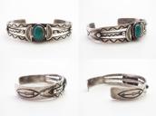Vintage Navajo Arrows Stamped Cuff w/Turquoise c.1940～
