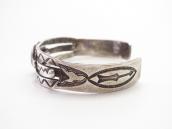 Vintage Navajo Arrows Stamped Cuff w/Turquoise c.1940～