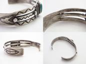 Vintage Navajo Arrows Stamped Cuff w/Turquoise c.1940～