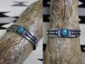 Vintage Navajo Arrows Stamped Cuff w/Turquoise c.1940～