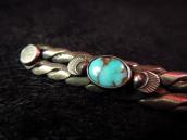 Vintage Twisted Silver Small PinBrooch w/Turquoise
