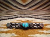 Vintage Twisted Silver Small PinBrooch w/Turquoise