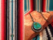 Vintage Navajo Small Blue Gem Turquoise Fob Necklace c.1950～