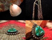 Vintage Triangle Stone Fob Necklace w/Royston TQ