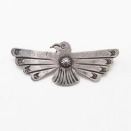 Atq Concho Applique & Stamped Thunderbird Silver Pin c.1930～