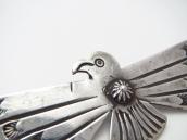 Atq Concho Applique & Stamped Thunderbird Silver Pin c.1930～