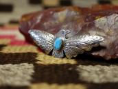 Antique Navajo Tunderbird Shaped Pin w/Gem Turquoise c.1930～