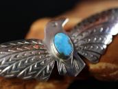 Antique Navajo Tunderbird Shaped Pin w/Gem Turquoise c.1930～