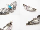 Antique Navajo Tunderbird Shaped Pin w/Gem Turquoise c.1930～