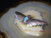 Antique Navajo Tunderbird Shaped Pin w/Gem Turquoise c.1930～