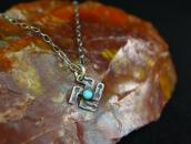 Antique Small 卍 Shape Top w/Turquoise Silver Necklace c.1930