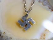 Antique Small 卍 Shape Top w/Turquoise Silver Necklace c.1930