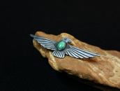 Atq Stamped Thunderbird Shape Silver Pin w/Green TQ  c.1930～