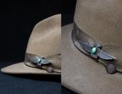 Atq Stamped Thunderbird Shape Silver Pin w/Green TQ  c.1930～