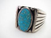 Vtg Navajo Gem Kingman Turquoise Mens Ring in Silver c.1965～