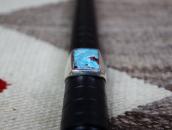 Vintage Navajo Turquoise Inlay Cast Silver Mens Ring c.1965～