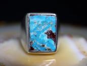 Vintage Navajo Turquoise Inlay Cast Silver Mens Ring c.1965～
