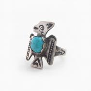 【Wolf-Robe】Acoma Vintage T-bird Ring w/Turquoise c.1945～