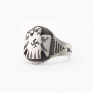 Atq Navajo 卍 Stamped T-bird Applique Cigar Band Ring c.1930