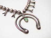 Atq Navajo Small Squash Blossom Naja Necklace w/TQ  c.1940