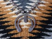 Atq Navajo Small Squash Blossom Naja Necklace w/TQ  c.1940