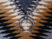 Atq Navajo Small Squash Blossom Naja Necklace w/TQ  c.1940