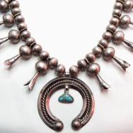 Antique Squash Blossom Naja Necklace w/GemGrade TQ