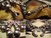 Antique Squash Blossom Naja Necklace w/GemGrade TQ