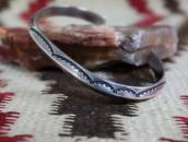 Antique Navajo Carinated Ingot Silver Stamped Cuff c.1930～