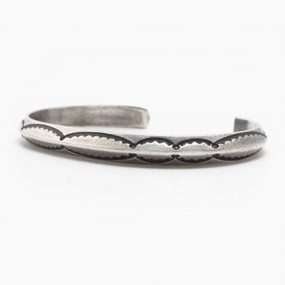 Antique Navajo Carinated Ingot Silver Stamped Cuff c.1930~