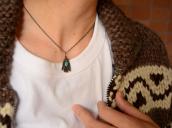 Atq Stamped Small T-bird Shape w/TQ Fob Necklace  c.1930～