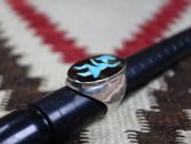 Vtg Zuni Rainbow Man Tortoiseshell & TQ Inlay Ring  c.1950～
