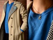 Atq Stamped Small T-bird Shape w/TQ Fob Necklace  c.1930～