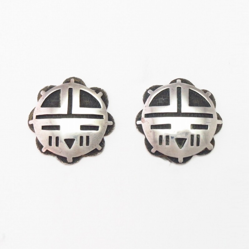 【Bernard Dawahoya】Vtg SunFace Overlay Clipon Earrings c.1960