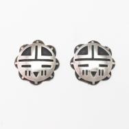 【Bernard Dawahoya】Vtg SunFace Overlay Clipon Earrings c.1960