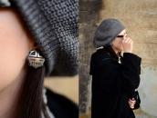 【Bernard Dawahoya】Vtg SunFace Overlay Clipon Earrings c.1960