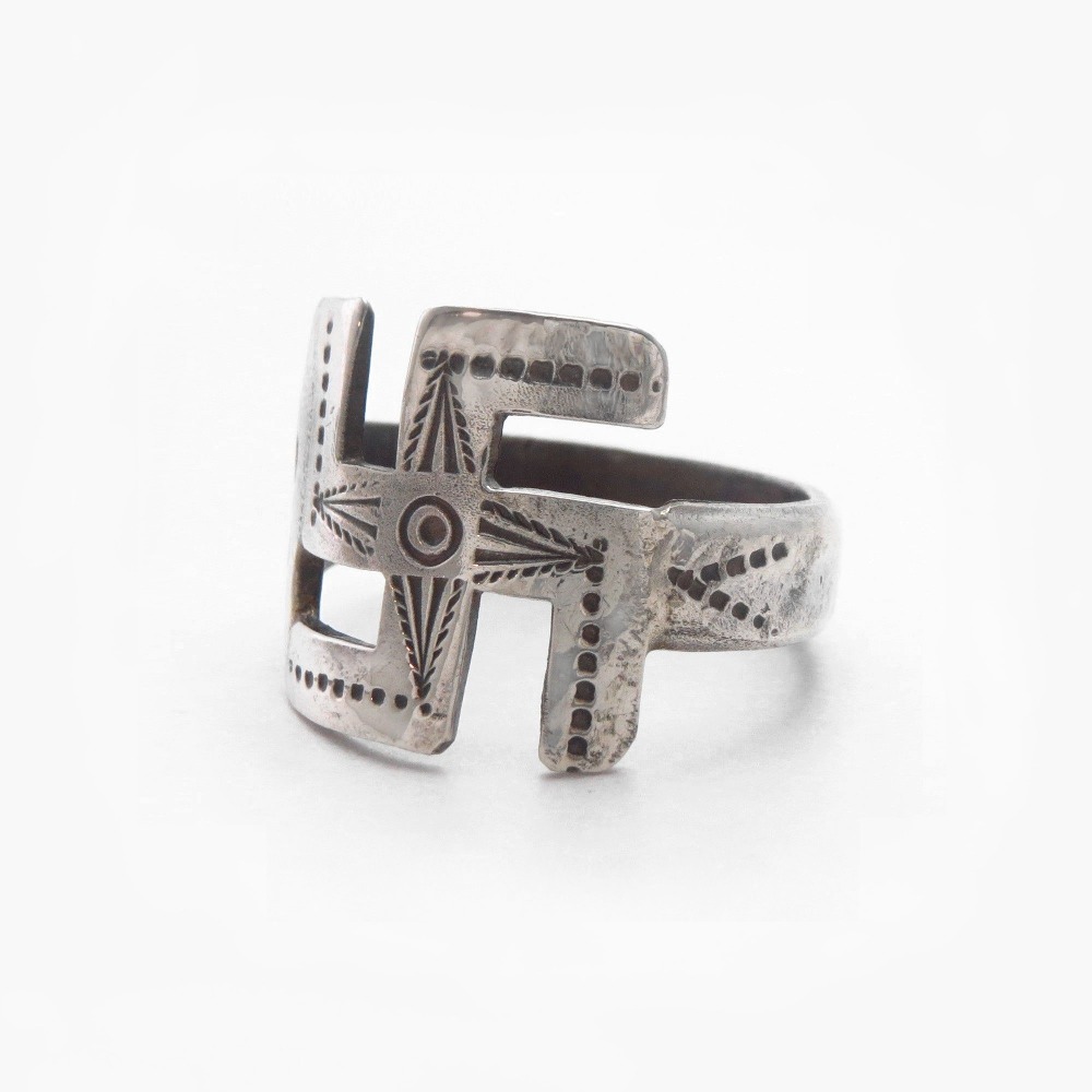 【H.H.Tammen】Ingot Silver 卍 Face Early Tourist Ring c.1910～