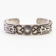 Antique 卍 Stamped Thunderbirds Applique Cuff Bracelet c.1930