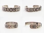 Antique 卍 Stamped Thunderbirds Applique Cuff Bracelet c.1930