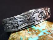 Antique 卍 Stamped Thunderbirds Applique Cuff Bracelet c.1930