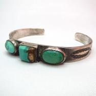 Antique Stamped Ingot Silver Cuff w/3TQ  c.1920