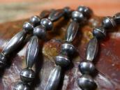 Vtg Navajo BenchMade Silver Bead Necklace w/CastNaja c.1965～